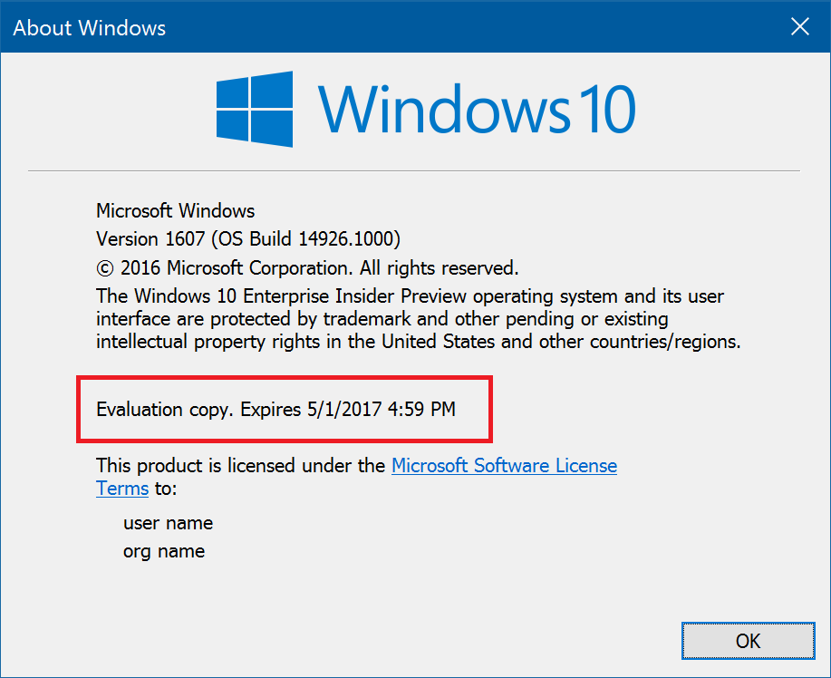 Windows 10 Insider Preview Build 14926 Released with Build Expirations